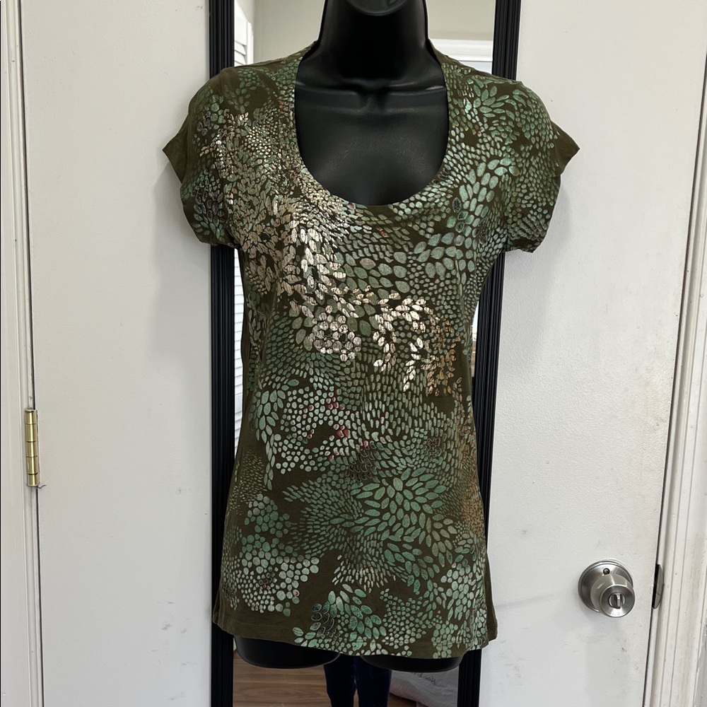 Green and Brown Women's Top